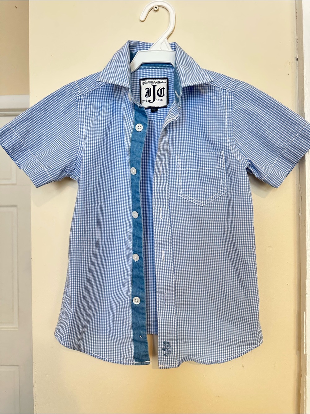 Toddler/Big Kid Blue Gingham Short-Sleeve Button-Up Shirt